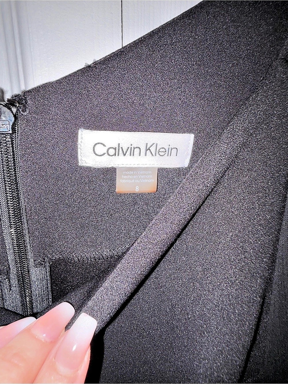 Calvin Klein Black Chiffon Cape Sleeve Sheath Dress Size 8 - Picture 3 of 8